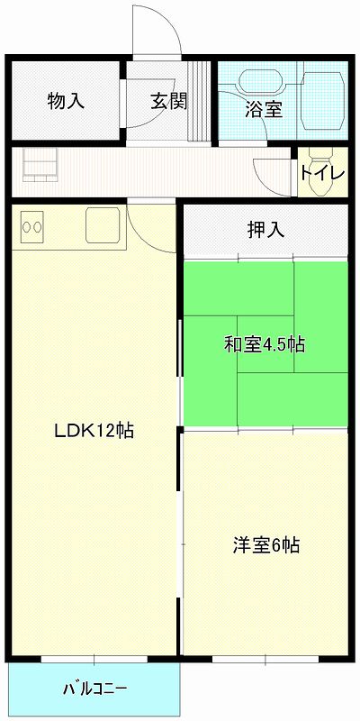 札幌マンスリーマンションの宮口コーポ　１０１ 間取り図